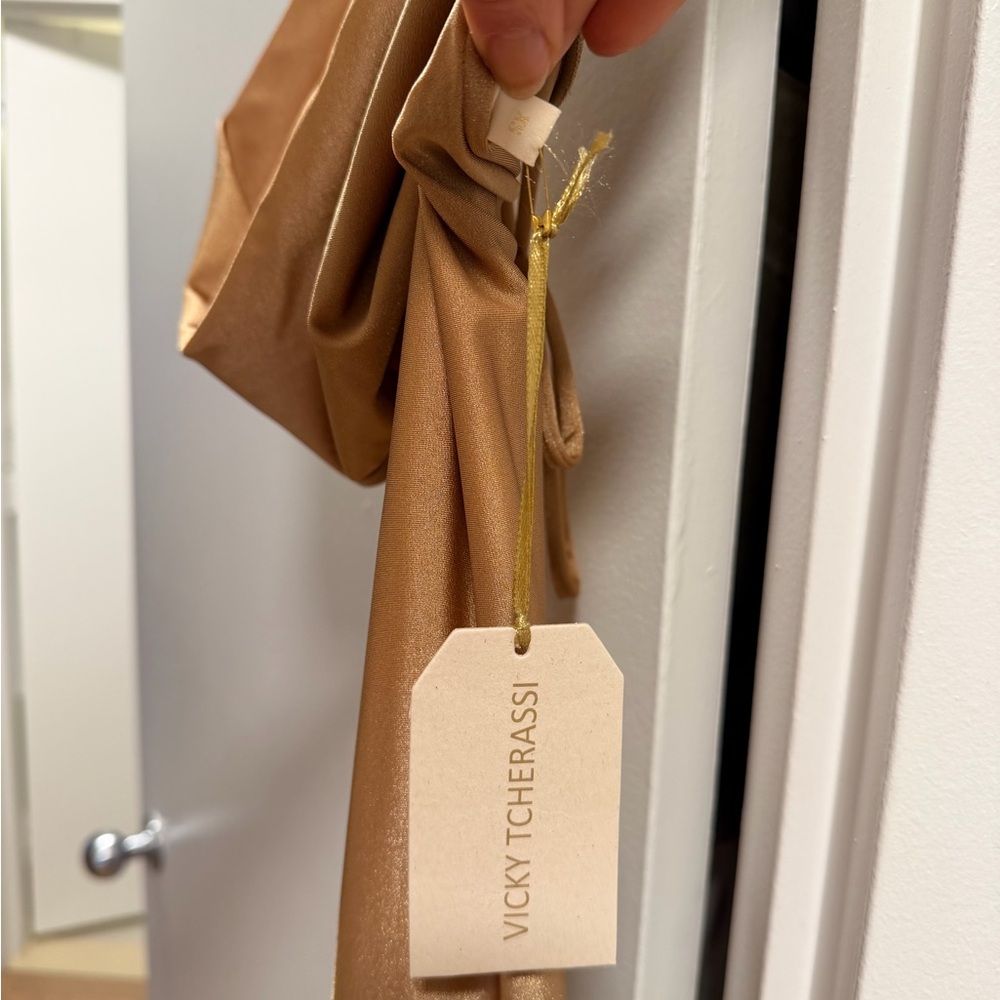 Sleeveless Draped Maxi Dress in Camel Brown - Picture 4 of 4